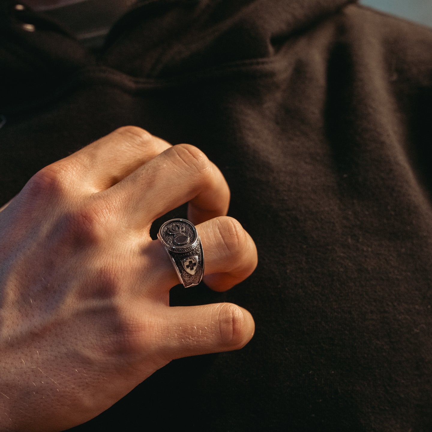 Silver signet ring grenadier
