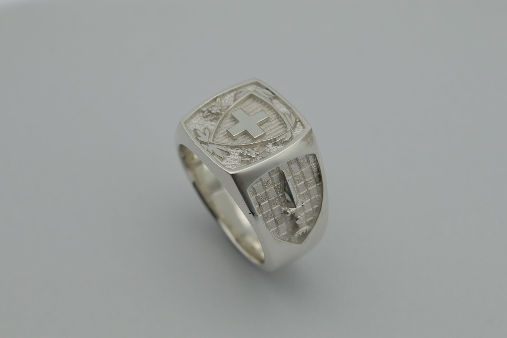Infanterie EXEMPLO DUCEMUS – Offiziers-Siegelring aus Silber