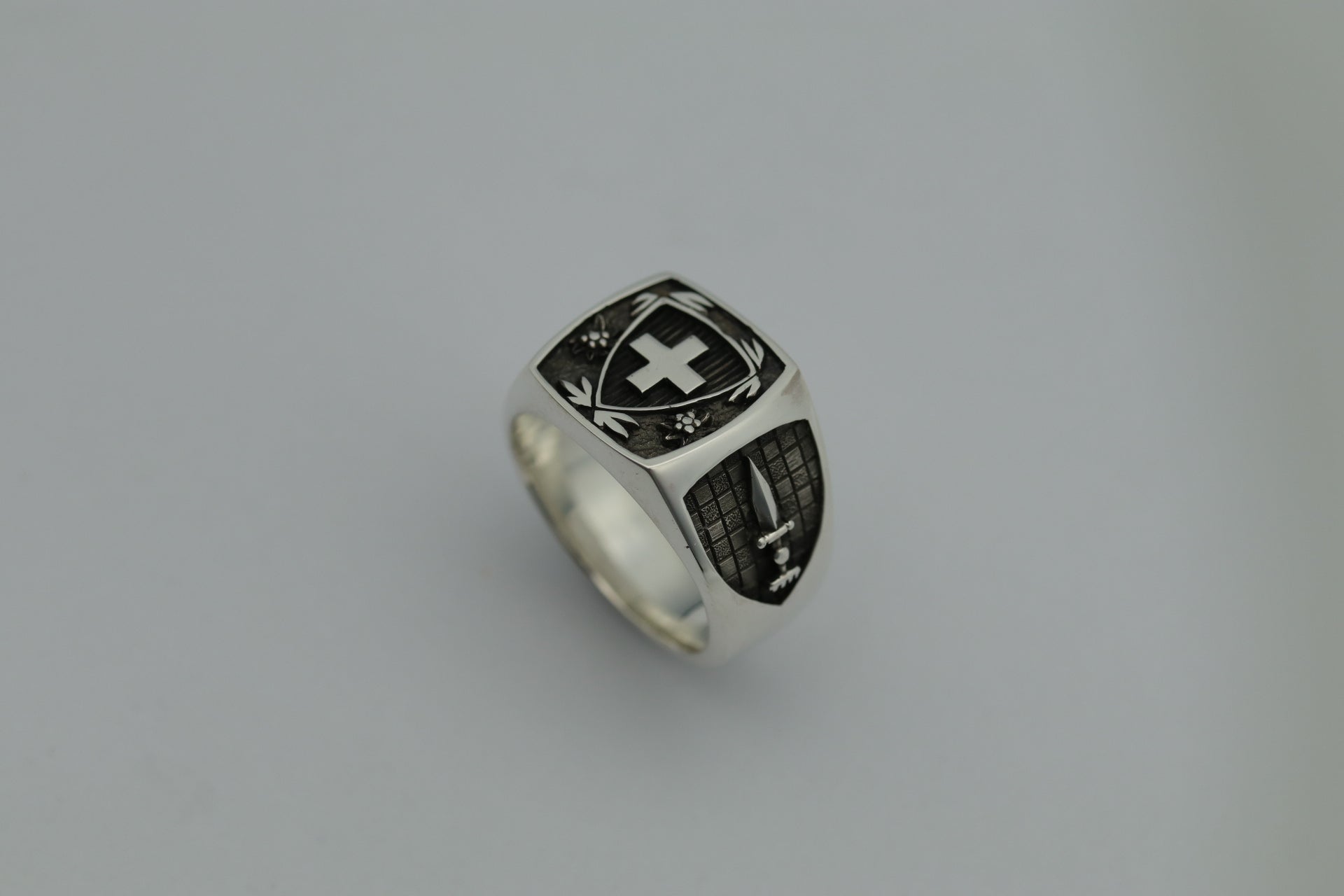 Infanterie EXEMPLO DUCEMUS – Offiziers-Siegelring aus Silber